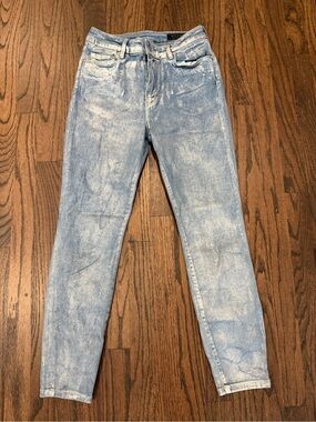 All Saints Light Blue Metallic Wash Skinny Jeans
